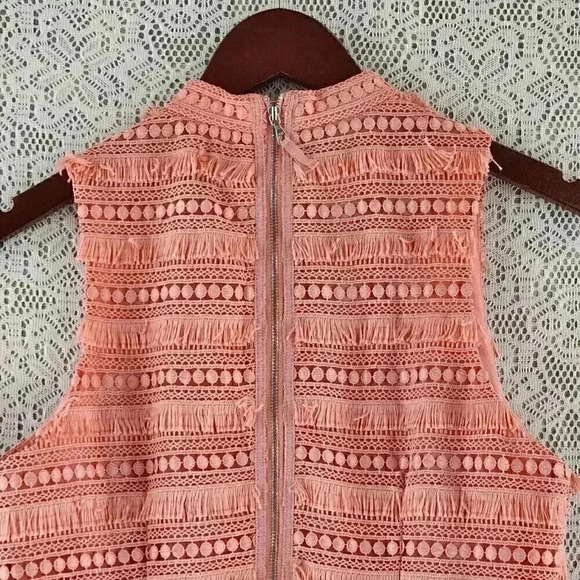 J. Crew High Neck Fringe Orange Mini Shift Dress Size 0 - Picture 4 of 9